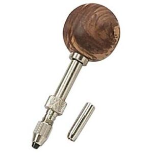 3½" Round Knob Pin Vise 2-Collets (0-2Mm) Teak Wood Finish