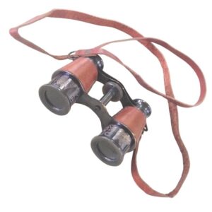 Brass Binoculars with Leather Belt Strap